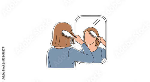 Woman Applying Makeup in Front Mirror.