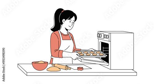 Woman Baking in the Kitchen.