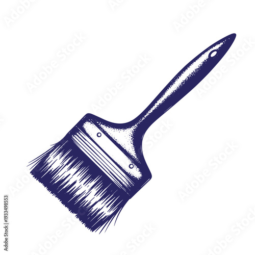 blue paint brush with long handle and bristles for painting walls and surfaces transparent background