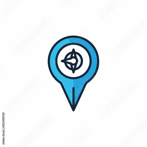 Free Download Blue Map Pin with Compass Icon. - GFXLoad