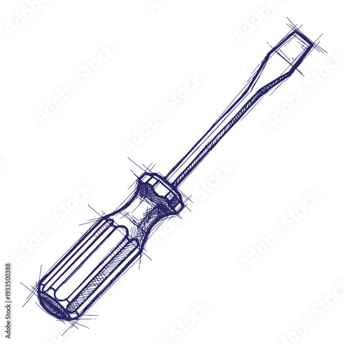 Screwdriver tool with handle and blade for turning screws efficiently  everyday handy equipment