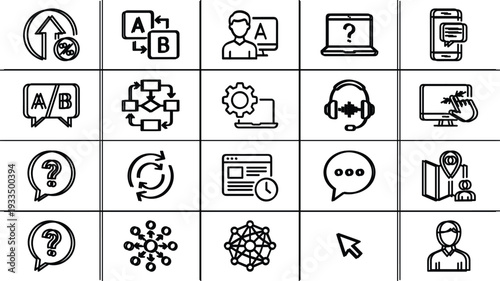 Set of 20 business and technology icons vector