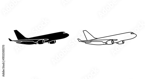 Two airplanes side by side Vector