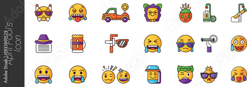 Jester fools hat icons set. Simple illustration Jester fools hat vector icons for web April Fool's Day