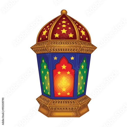 Colorful Decorative Lantern with Star Pattern Design.