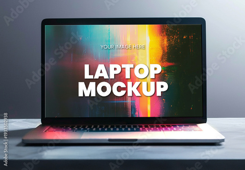 Laptop On A Desk Screen Display Effect Mockup