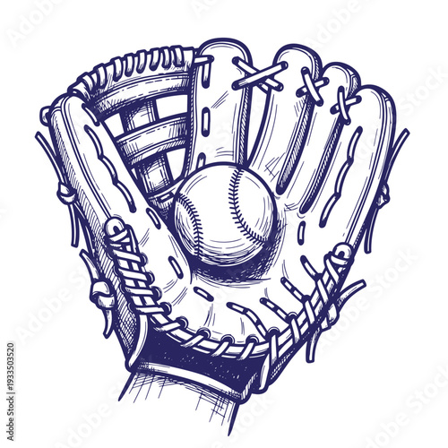 baseball glove holding ball  sports equipment  illustration