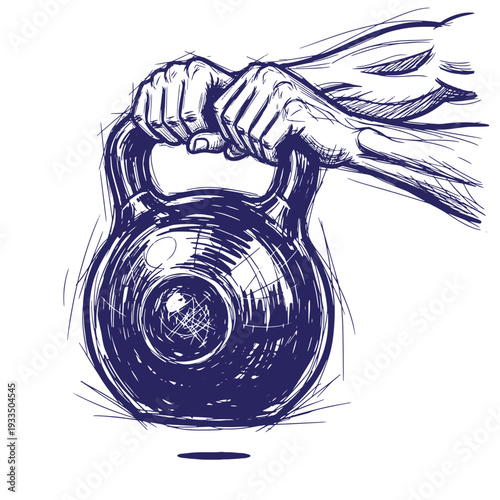 hand holding kettlebell weight for fitness and exercise routine with strong grip