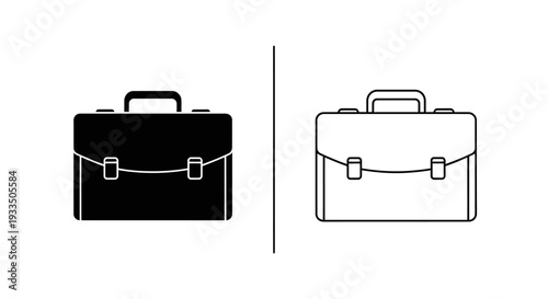 Black and white briefcase Vector