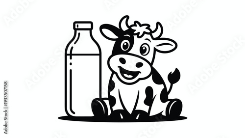 Cartoon Baby Cow Milk Bottle