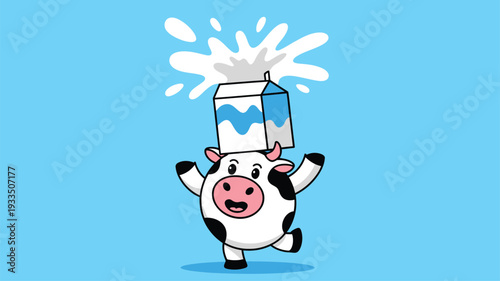 Cartoon cow milk carton illustration