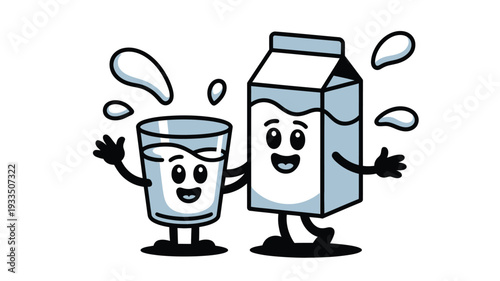 Cartoon Happy Milk Glass Carton