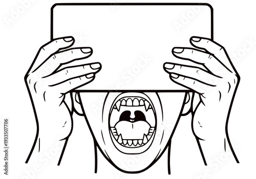 Screaming Vampire Holding Blank Sign or Board Illustration