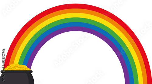 Rainbow arching over a pot of gold, a symbol of hope and fortune