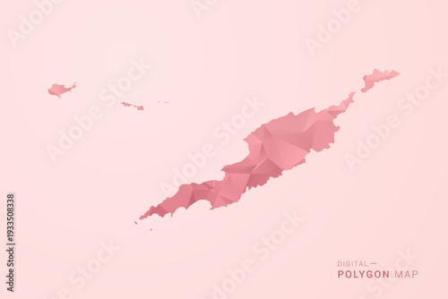 Anguilla Map - Polygon Style Vector Illustration in Soft Pink Valentine Theme, Low Poly Geometric Design, Isolated on Pastel Background.