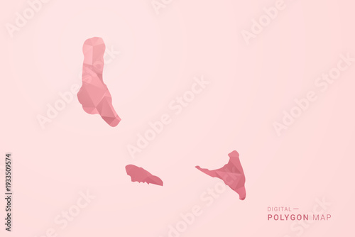 Comoros Map - Polygon Style Vector Illustration in Soft Pink Valentine Theme, Low Poly Geometric Design, Isolated on Pastel Background.