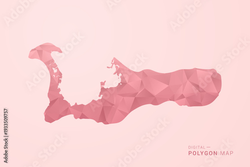 Cayman Islands Map - Polygon Style Vector Illustration in Soft Pink Valentine Theme, Low Poly Geometric Design, Isolated on Pastel Background.