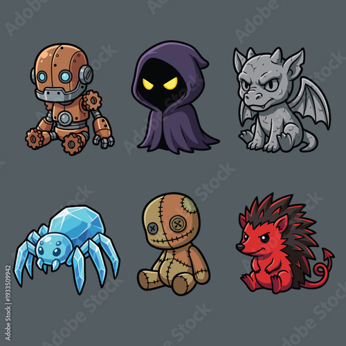 Collection of Six Cute Cartoon Characters.