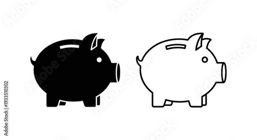 Black and white piggy Vector