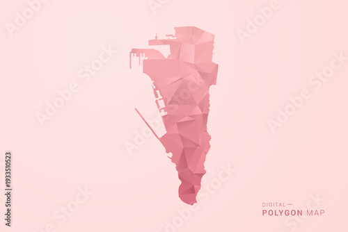 Gibraltar Map - Polygon Style Vector Illustration in Soft Pink Valentine Theme, Low Poly Geometric Design, Isolated on Pastel Background.