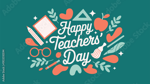 Happy Teachers Day celebration flat illustration