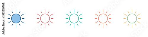 Sun Icon Set Multiple Style Collection