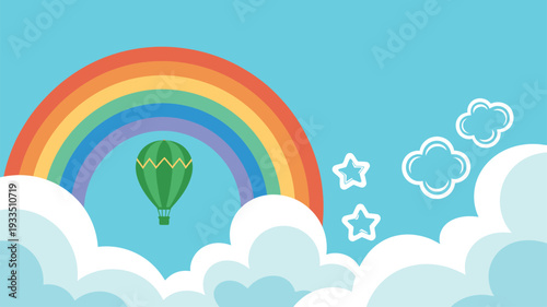 Hot air balloon rainbow sky dream