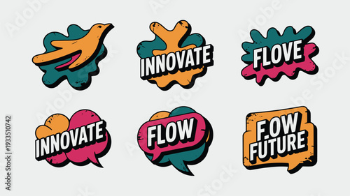 Innovate Flow Future Grunge Labels Set