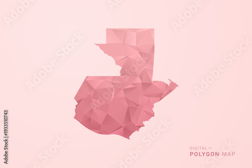 Guatemala Map - Polygon Style Vector Illustration in Soft Pink Valentine Theme, Low Poly Geometric Design, Isolated on Pastel Background.