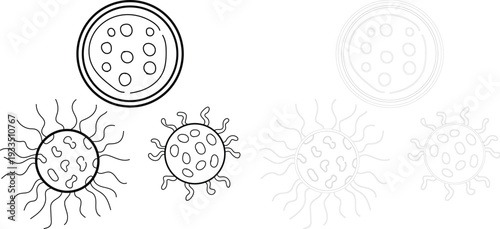 Black and white virus and cell bacteria microbe germ