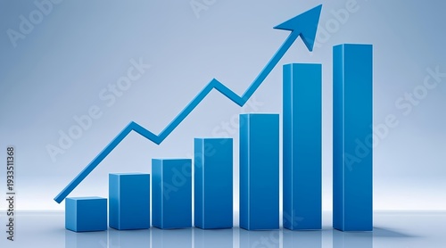Blue bar chart with upward trend arrow illustrating business growth Free Download Blue bar chart with upward trend arrow illustrating business growth - GFXLoad