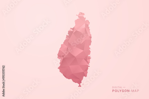 Saint Lucia Map - Polygon Style Vector Illustration in Soft Pink Valentine Theme, Low Poly Geometric Design, Isolated on Pastel Background.