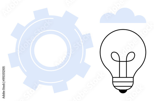 Innovation concept. Gear, lightbulb, and cloud innovation, creativity, and technology. Innovation promotes problem-solving, teamwork and modern solutions. For startups business education