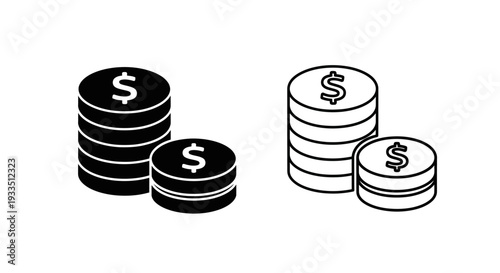 Stacked dollar coins Vector