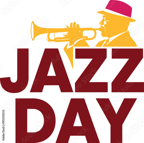 International Jazz Day trumpet player silhouette design