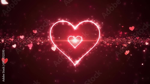 甘く華やぐハートの光がきらめき弾けるバレンタイン背景演出