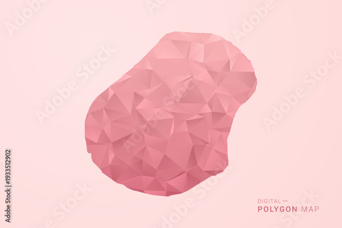 Nauru Map - Polygon Style Vector Illustration in Soft Pink Valentine Theme, Low Poly Geometric Design, Isolated on Pastel Background.