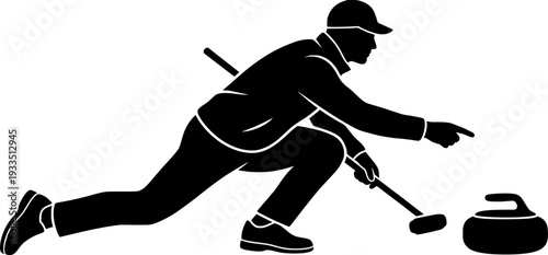 Curling silhouette, Curling players silhouette, Curling players , Curling sports silhouette, Curling player clipart
