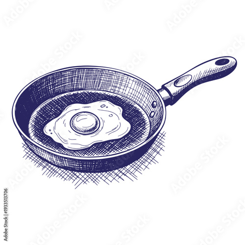 fried egg in a pan  breakfast food illustration  cooking  egg white and yolk