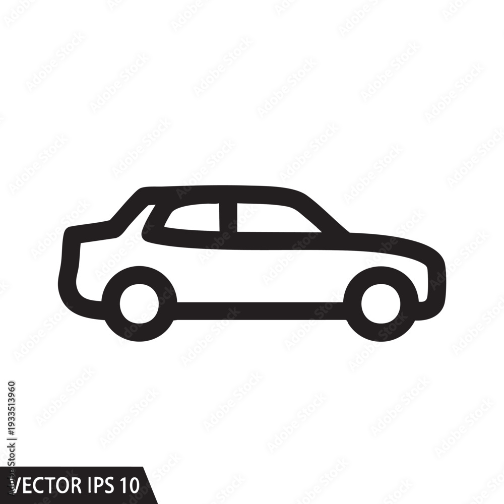 Fototapeta premium Simple vector illustration of a car viewed from the side on a plain background