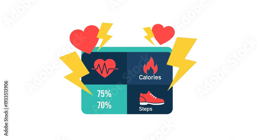 Fitness App Interface with Heart Rate.