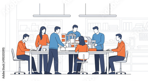 Group of People Working Together at Table.