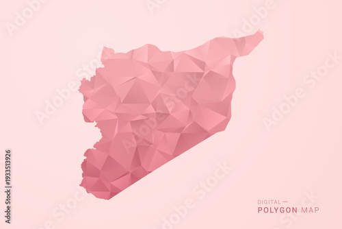 syria Map - Polygon Style Vector Illustration in Soft Pink Valentine Theme, Low Poly Geometric Design, Isolated on Pastel Background.