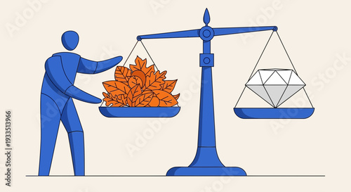 Man weighing leaves on a scale.