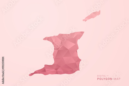 Trinidad and Tobago Map - Polygon Style Vector Illustration in Soft Pink Valentine Theme, Low Poly Geometric Design, Isolated on Pastel Background.