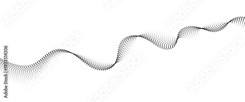 Flowing Dot Wave halftone gradient pattern on transparent background
