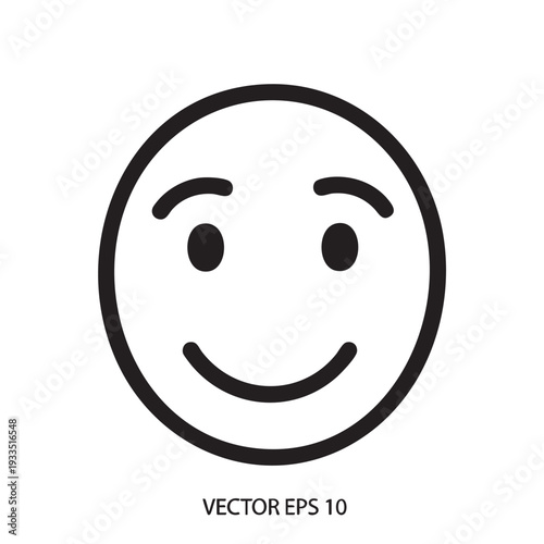 Simple black smiley face icon on a clean white background viewed from the front, conveying happiness
