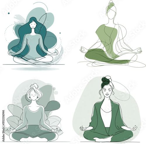 Serene Yoga Poses A Collection of Meditative Illustrations for Mindfulness and Wellness