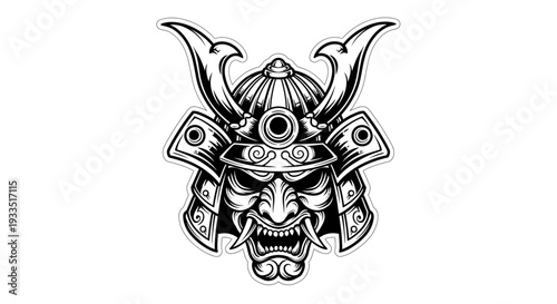 Samurai helmet illustration on white