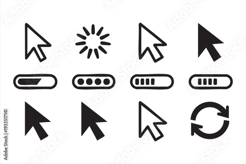 Free Download Web Navigation Cursor and Reload Symbol Set in Clean Vector Style - GFXLoad